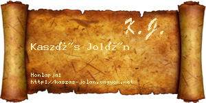 Kaszás Jolán névjegykártya